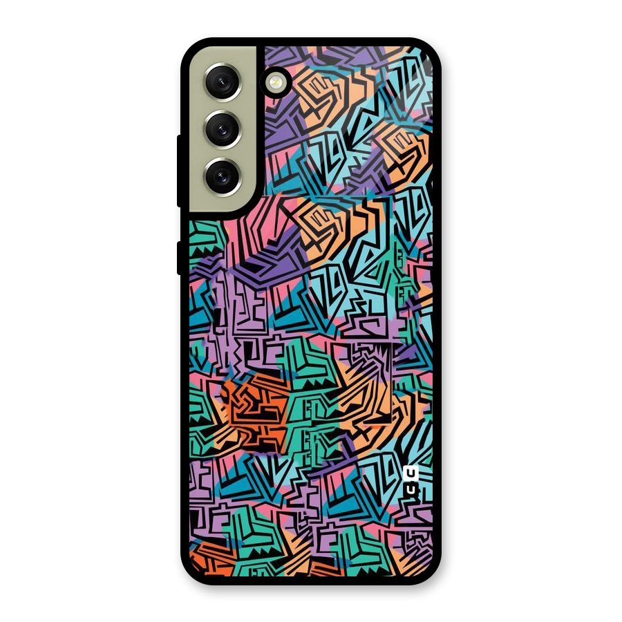Abstract Lining Colors Glass Back Case for Galaxy S21 FE 5G