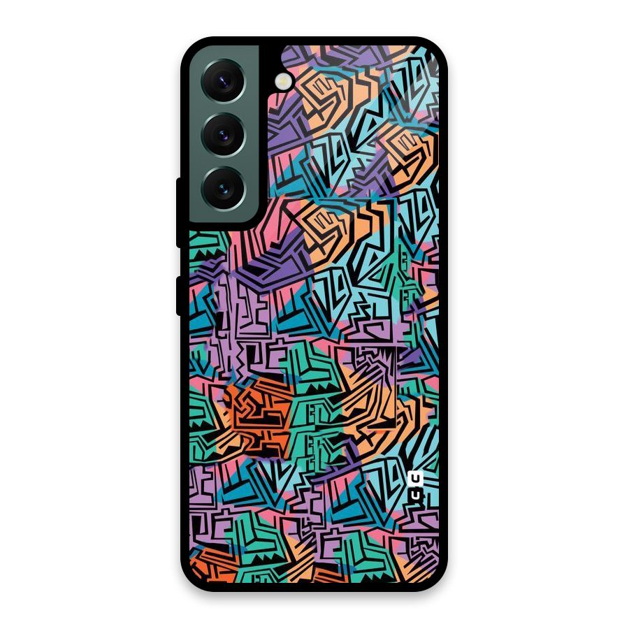 Abstract Lining Colors Glass Back Case for Galaxy S22 5G
