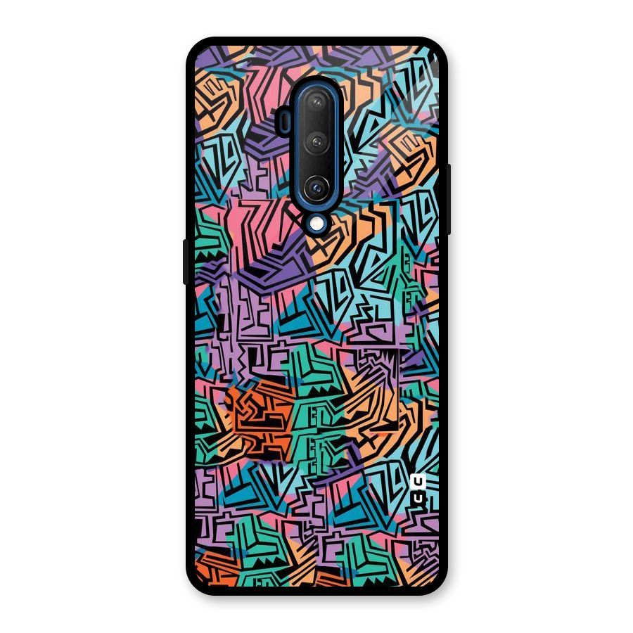 Abstract Lining Colors Glass Back Case for OnePlus 7T Pro