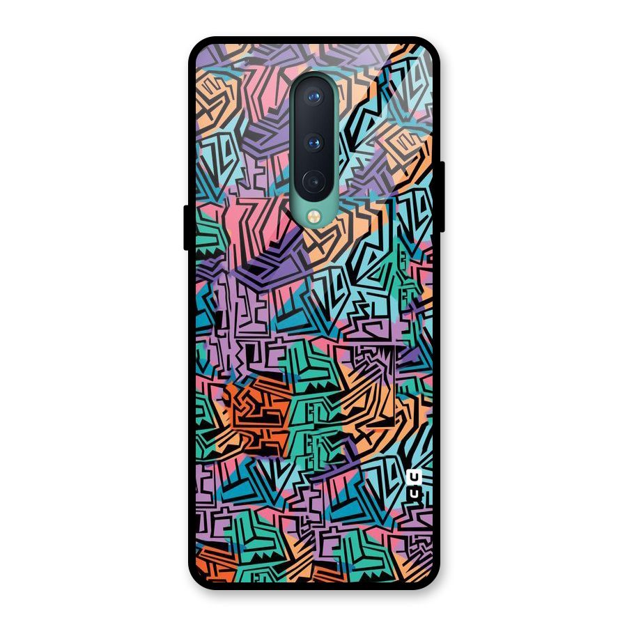 Abstract Lining Colors Glass Back Case for OnePlus 8