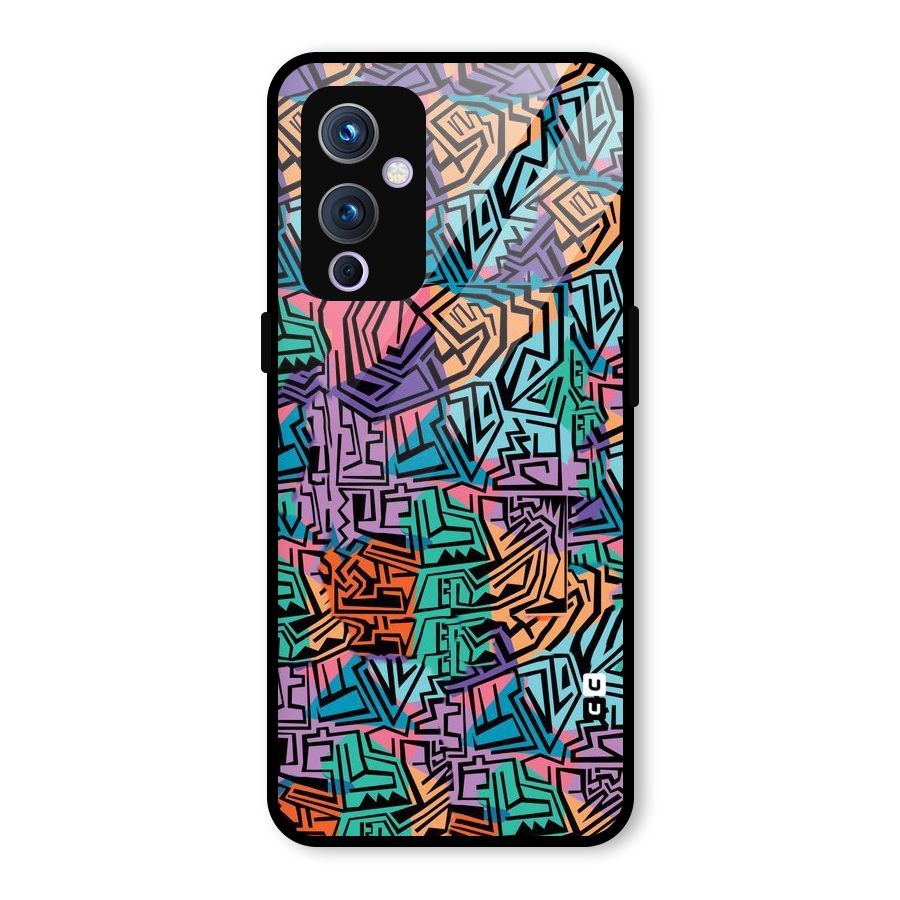 Abstract Lining Colors Glass Back Case for OnePlus 9