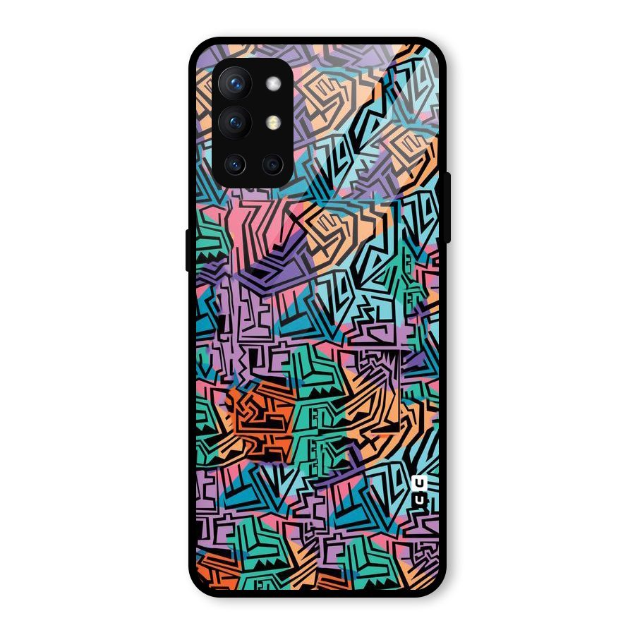 Abstract Lining Colors Glass Back Case for OnePlus 9R