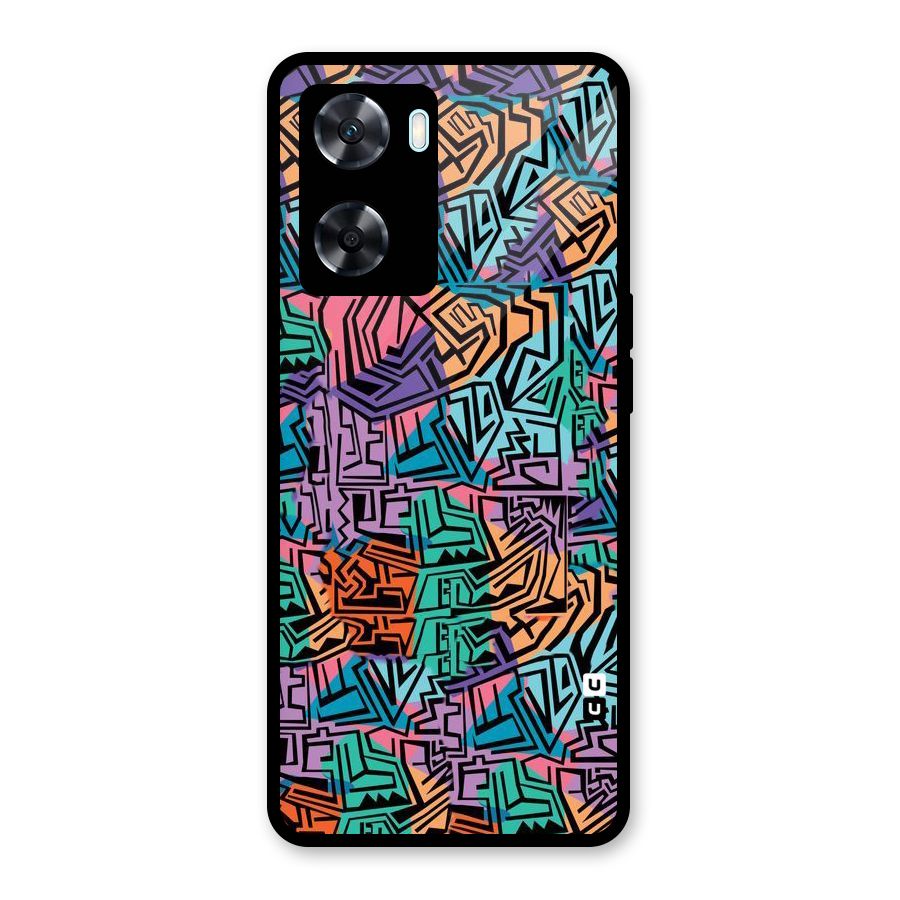 Abstract Lining Colors Glass Back Case for Oppo A77