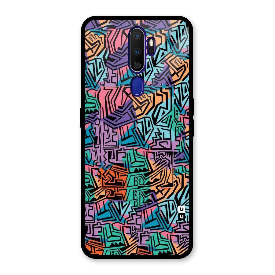 Abstract Lining Colors Glass Back Case for Oppo A9 (2020)