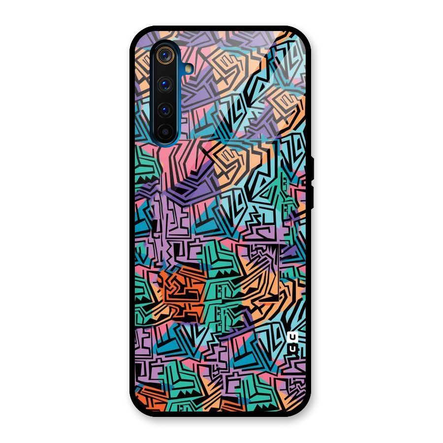 Abstract Lining Colors Glass Back Case for Realme 6 Pro