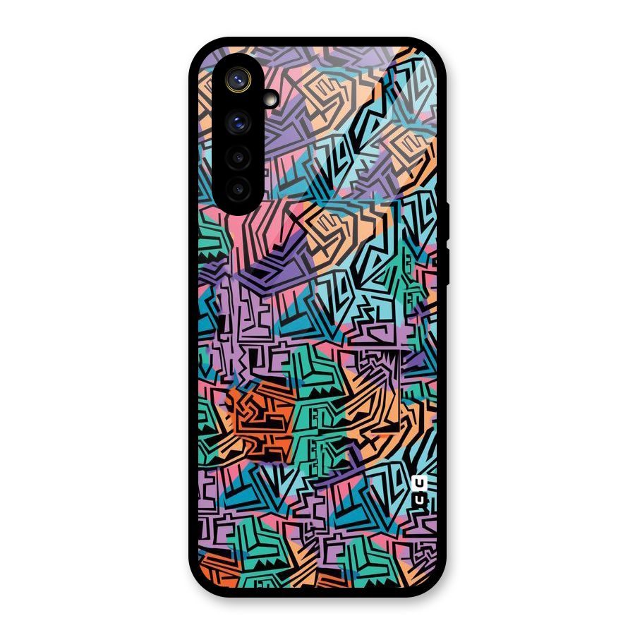 Abstract Lining Colors Glass Back Case for Realme 6i