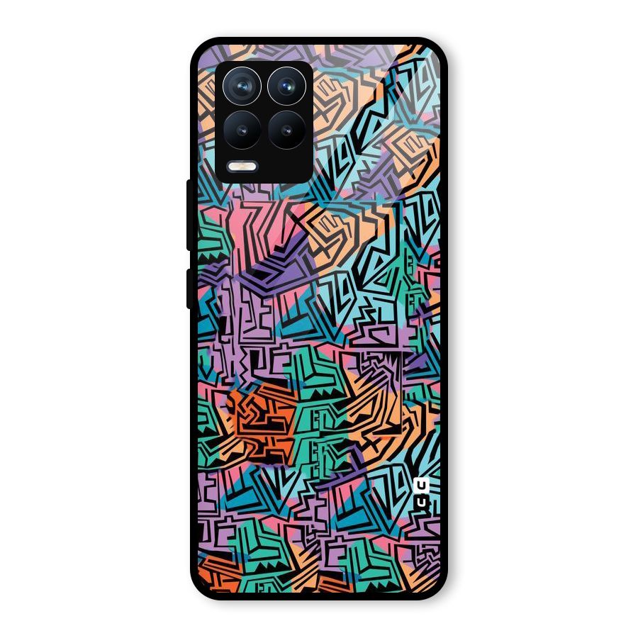 Abstract Lining Colors Glass Back Case for Realme 8 Pro