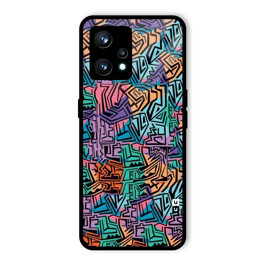 Abstract Lining Colors Glass Back Case for Realme 9 Pro Plus 5G