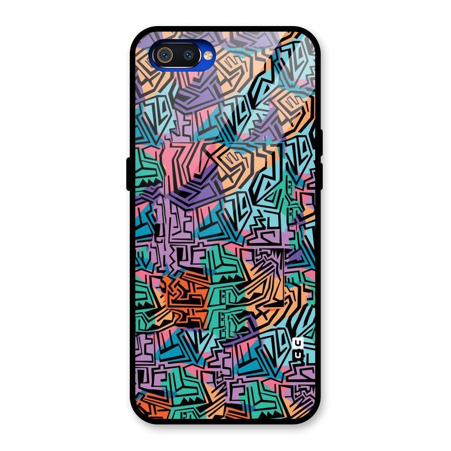 Abstract Lining Colors Glass Back Case for Realme C2