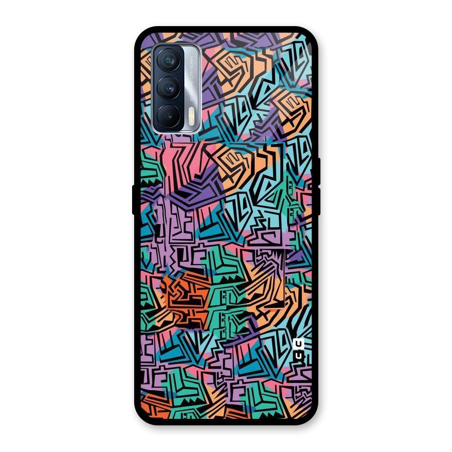 Abstract Lining Colors Glass Back Case for Realme X7
