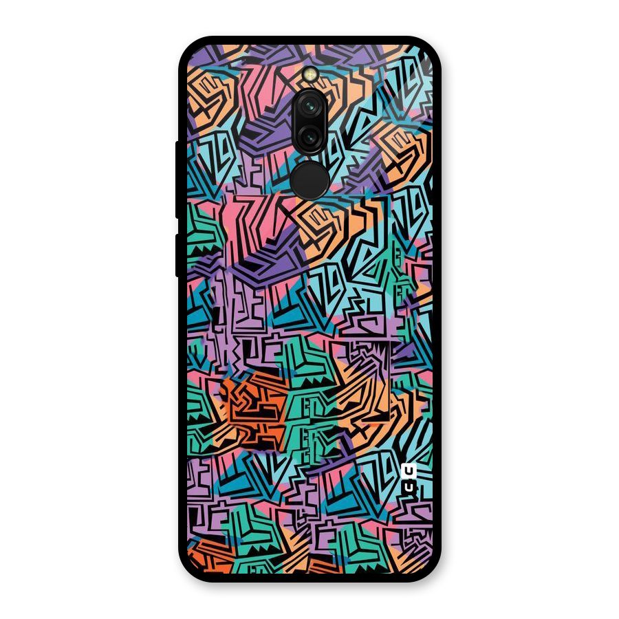 Abstract Lining Colors Glass Back Case for Redmi 8
