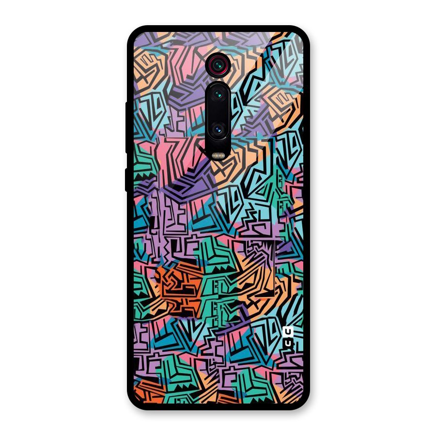 Abstract Lining Colors Glass Back Case for Redmi K20