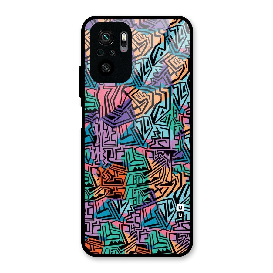 Abstract Lining Colors Glass Back Case for Redmi Note 10S
