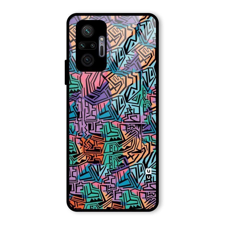 Abstract Lining Colors Glass Back Case for Redmi Note 10 Pro