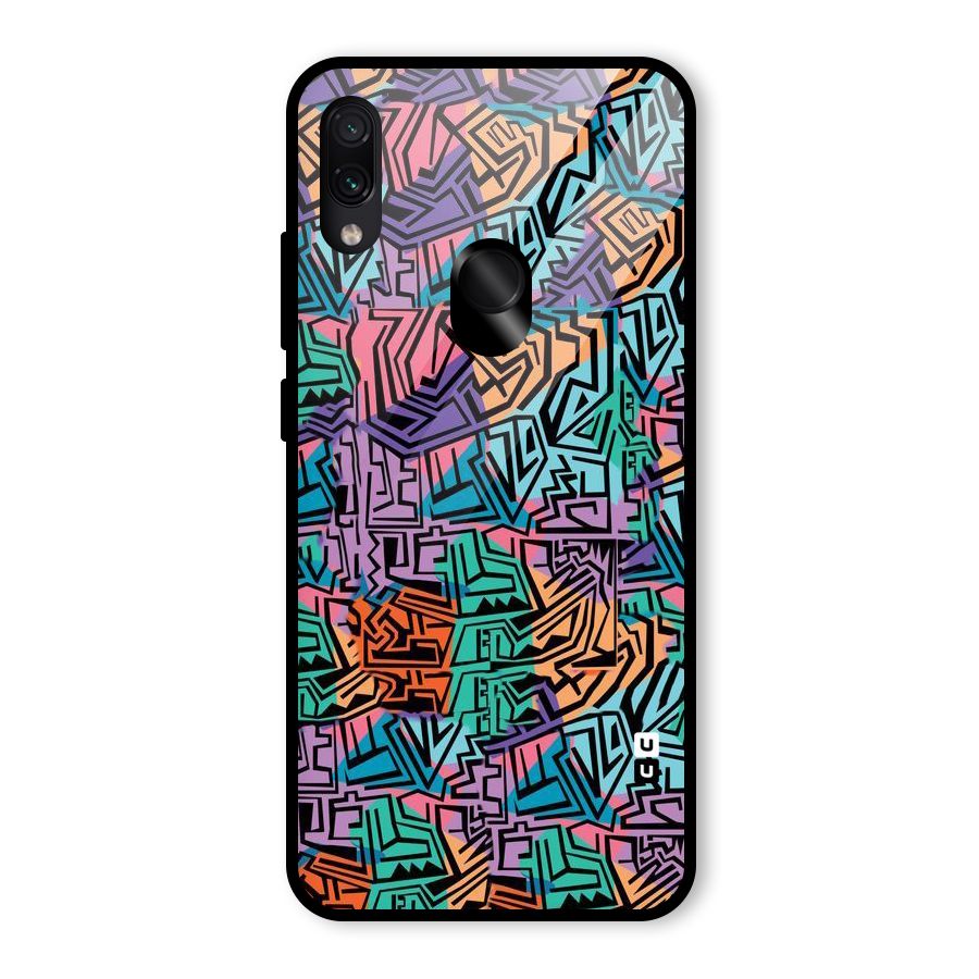 Abstract Lining Colors Glass Back Case for Redmi Note 7S