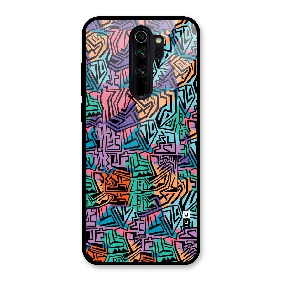 Abstract Lining Colors Glass Back Case for Redmi Note 8 Pro