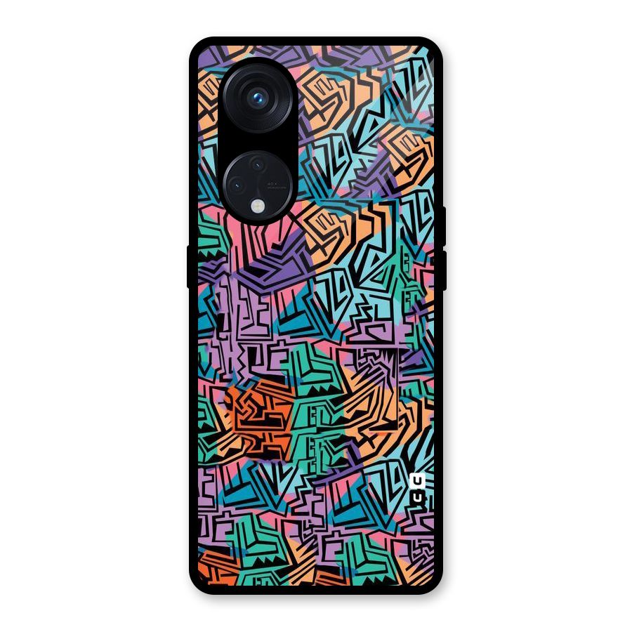 Abstract Lining Colors Glass Back Case for Reno8 T 5G