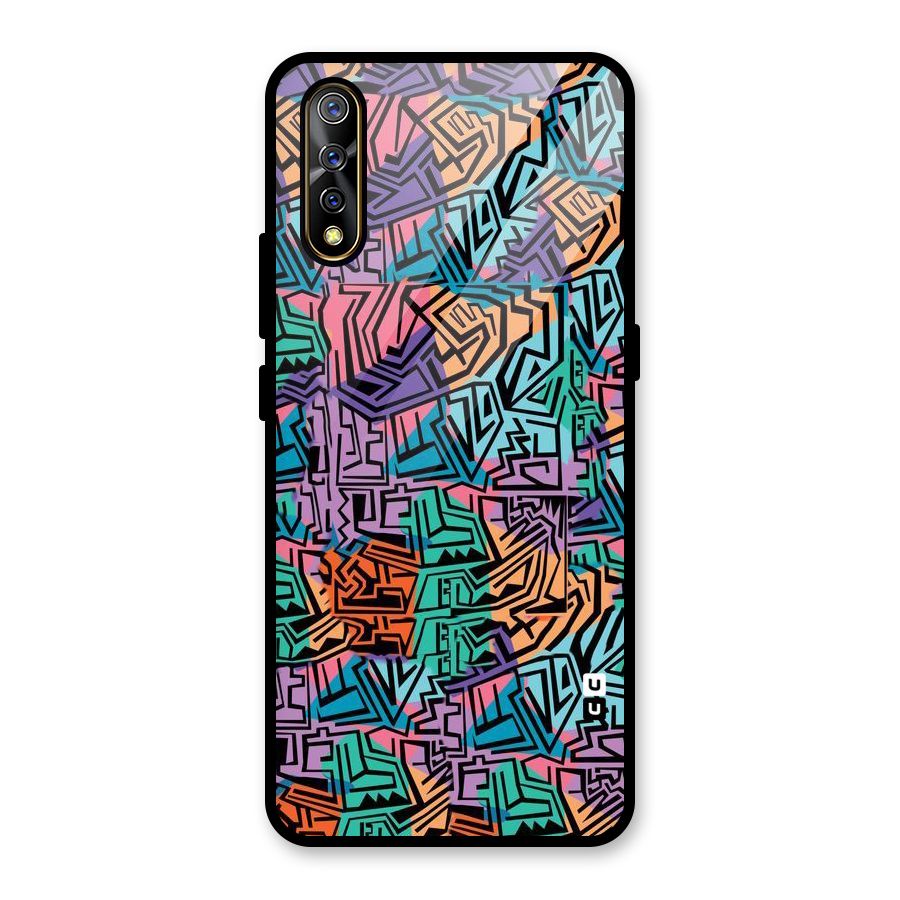 Abstract Lining Colors Glass Back Case for Vivo S1