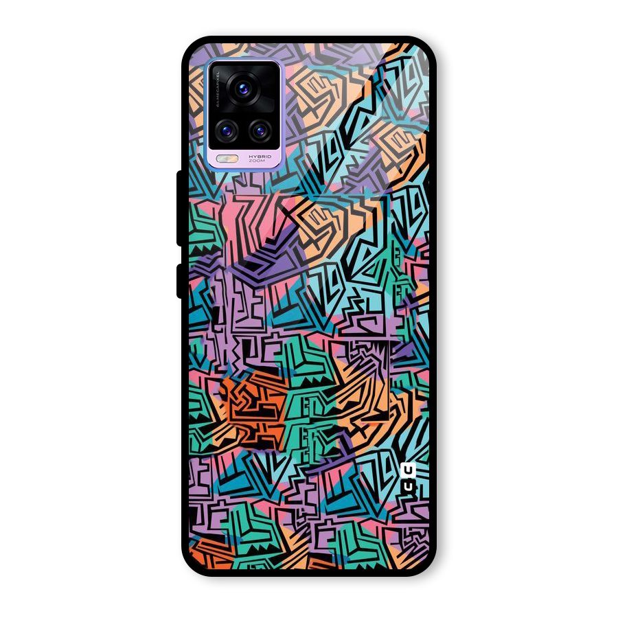 Abstract Lining Colors Glass Back Case for Vivo V20 Pro