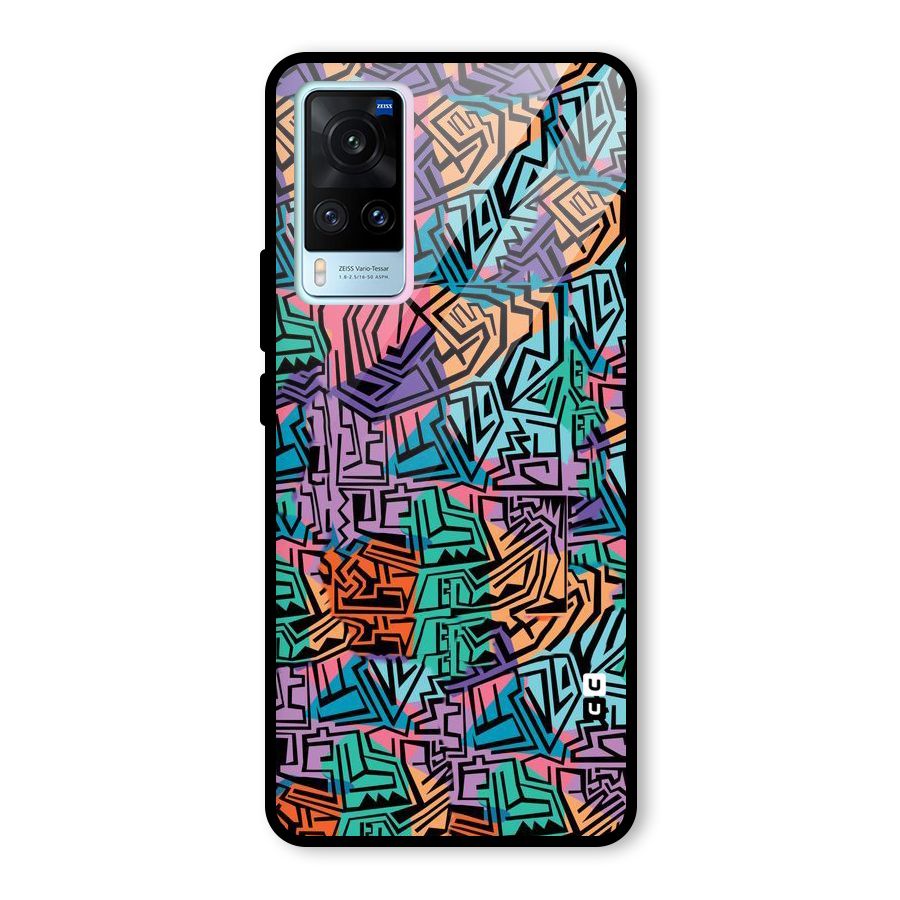 Abstract Lining Colors Glass Back Case for Vivo X60