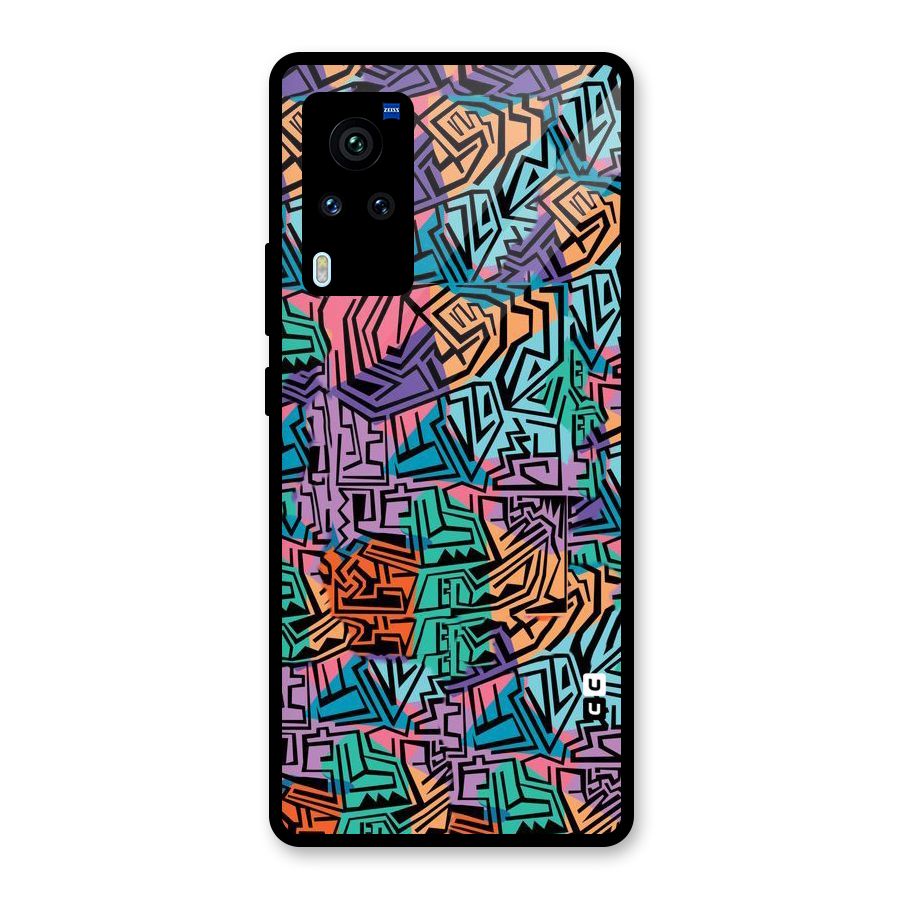 Abstract Lining Colors Glass Back Case for Vivo X60 Pro