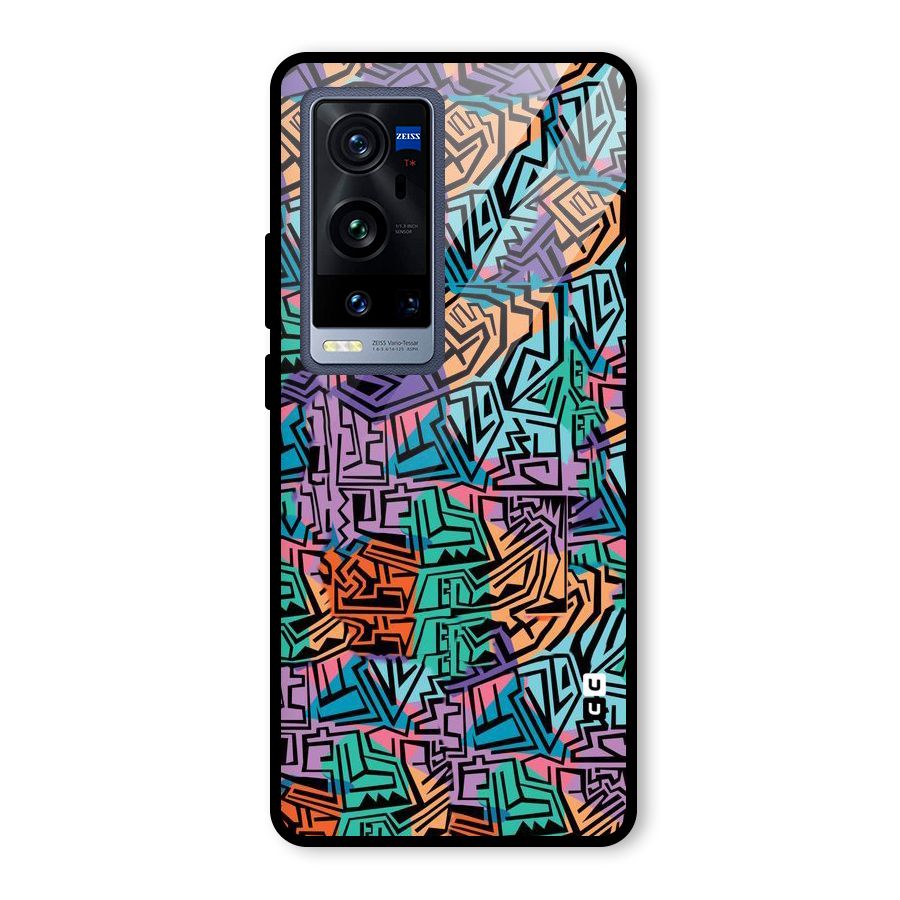 Abstract Lining Colors Glass Back Case for Vivo X60 Pro Plus
