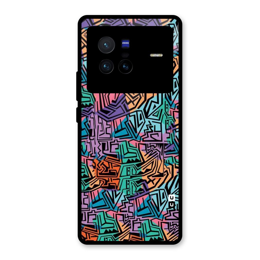 Abstract Lining Colors Glass Back Case for Vivo X80
