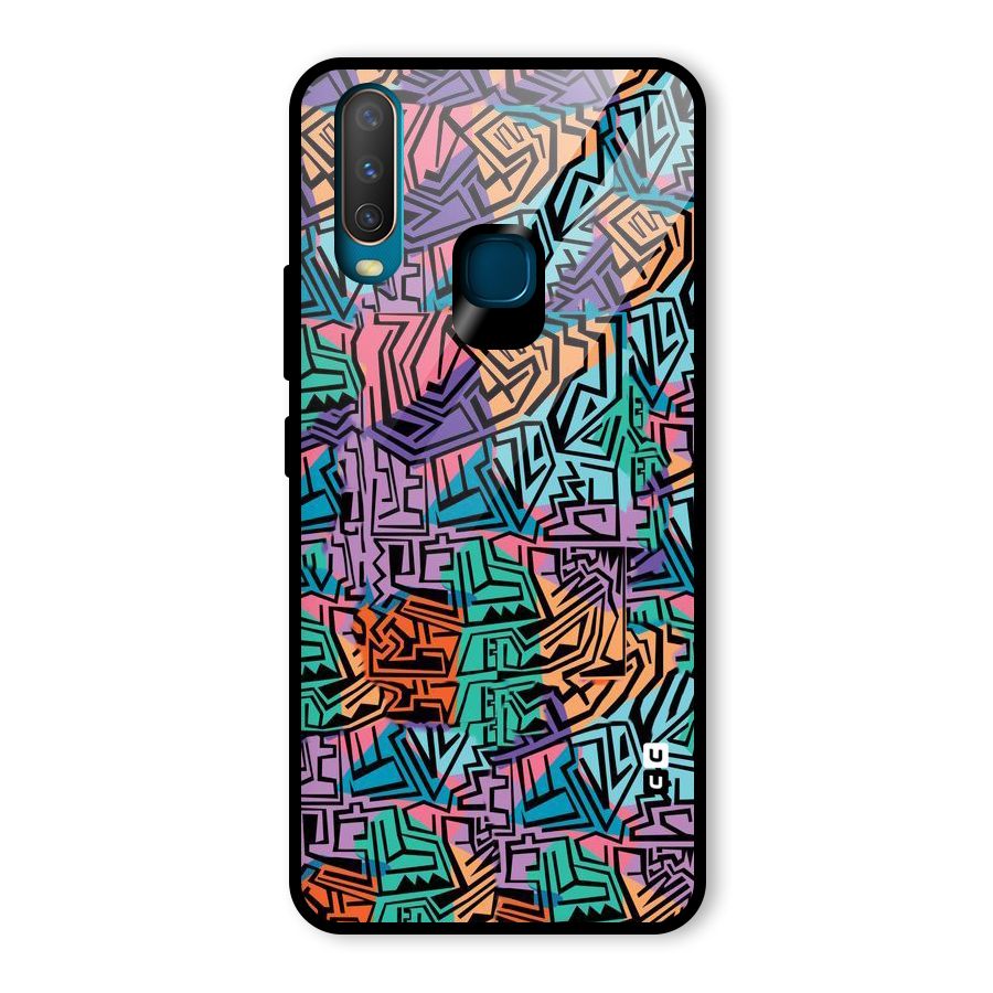 Abstract Lining Colors Glass Back Case for Vivo Y15