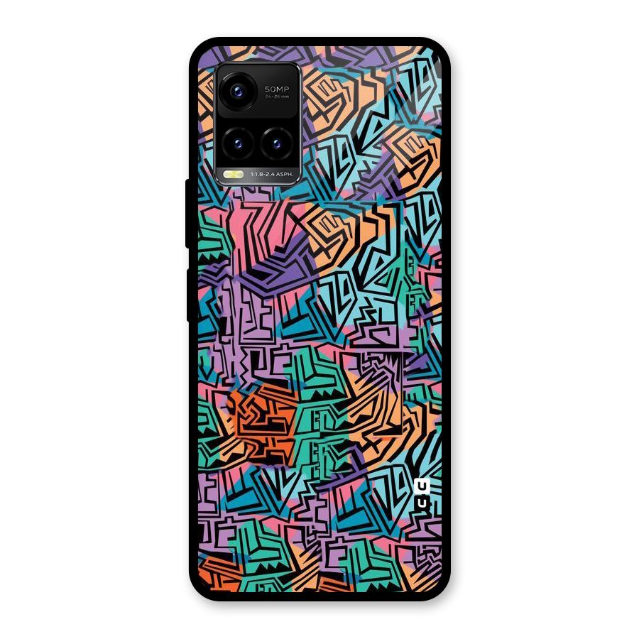 Abstract Lining Colors Glass Back Case for Vivo Y21A