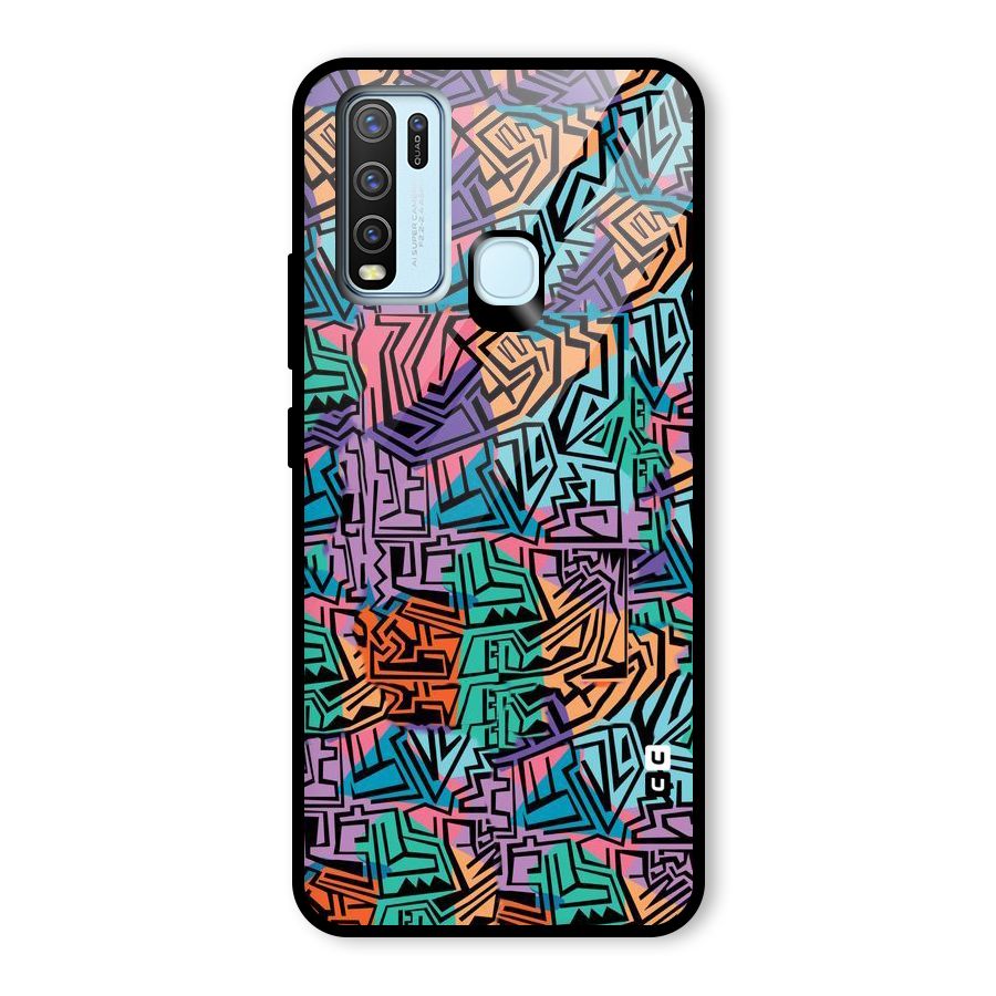 Abstract Lining Colors Glass Back Case for Vivo Y50