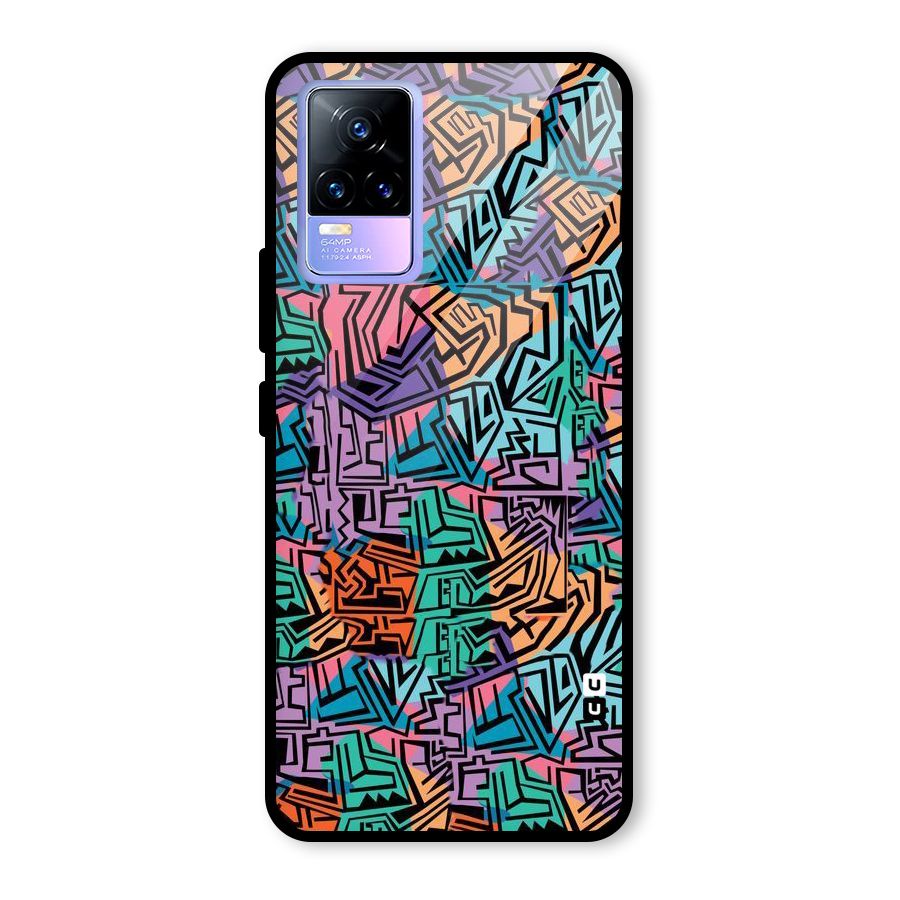 Abstract Lining Colors Glass Back Case for Vivo Y73