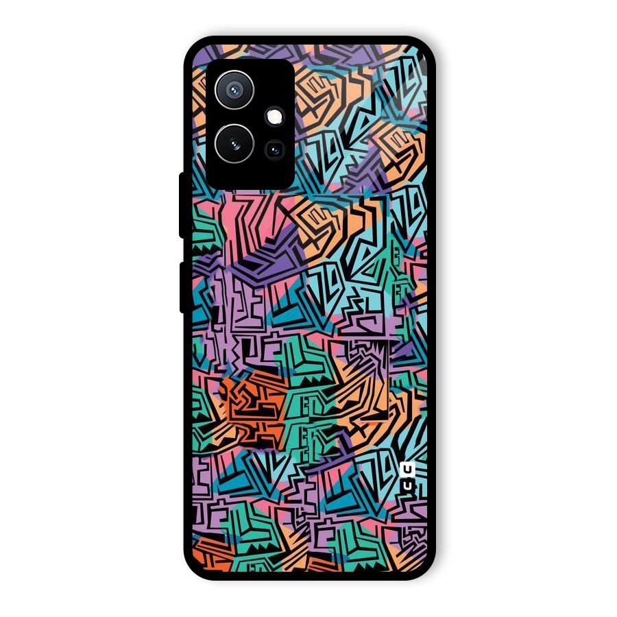 Abstract Lining Colors Glass Back Case for Vivo Y75 5G