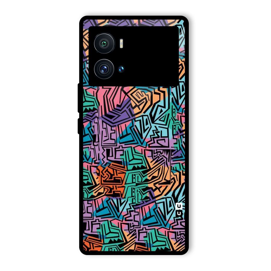Abstract Lining Colors Glass Back Case for Vivo iQOO 9 Pro