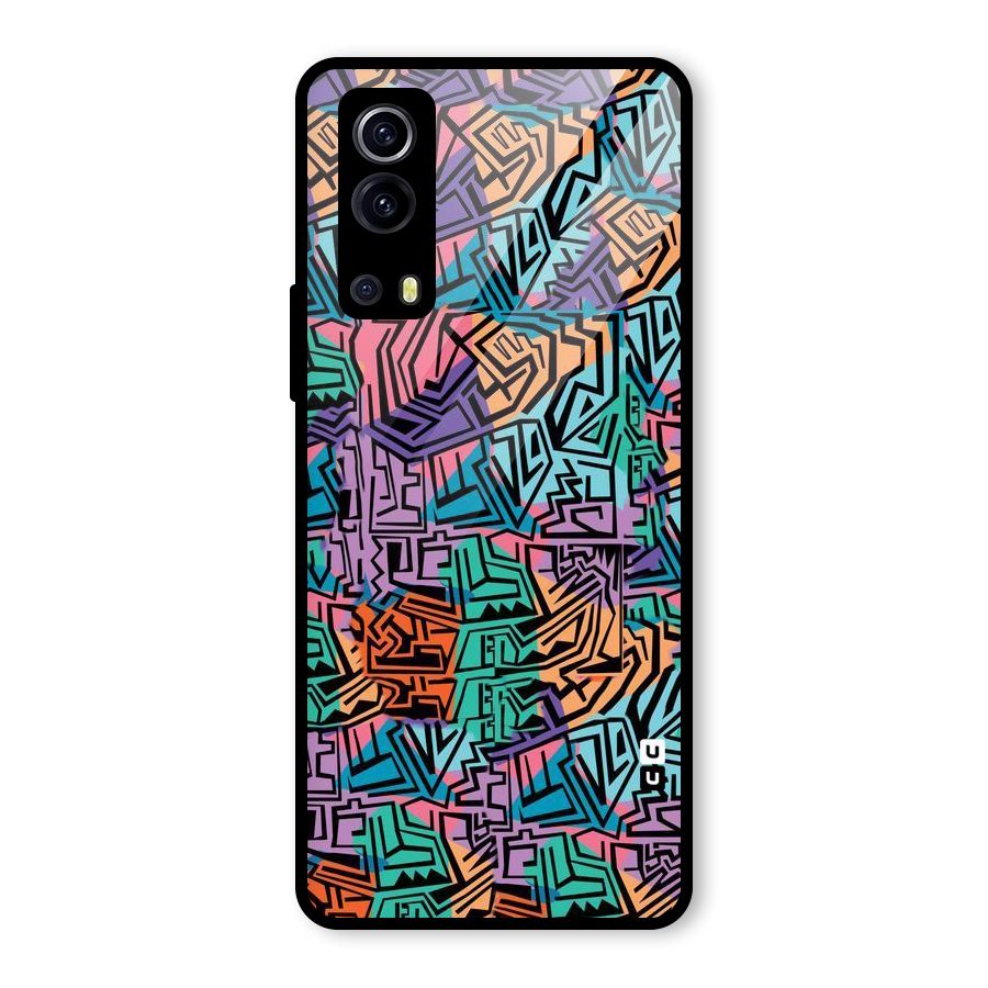 Abstract Lining Colors Glass Back Case for Vivo iQOO Z3