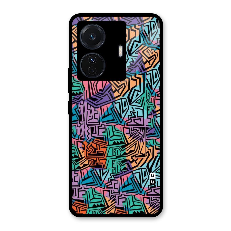 Abstract Lining Colors Glass Back Case for Vivo iQOO Z6 Pro