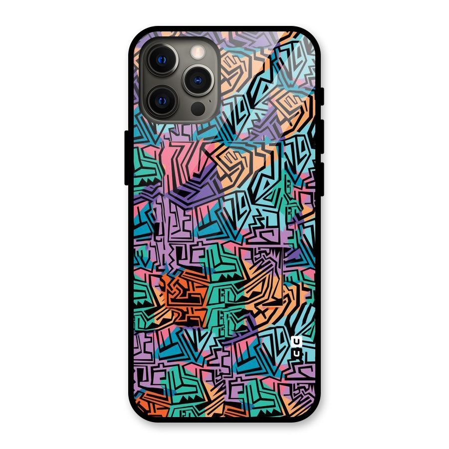 Abstract Lining Colors Glass Back Case for iPhone 12 Pro Max