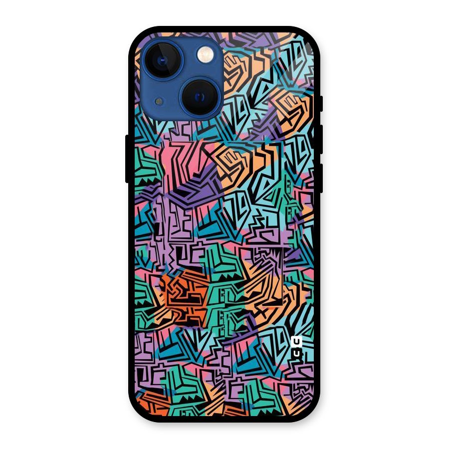 Abstract Lining Colors Glass Back Case for iPhone 13 Mini