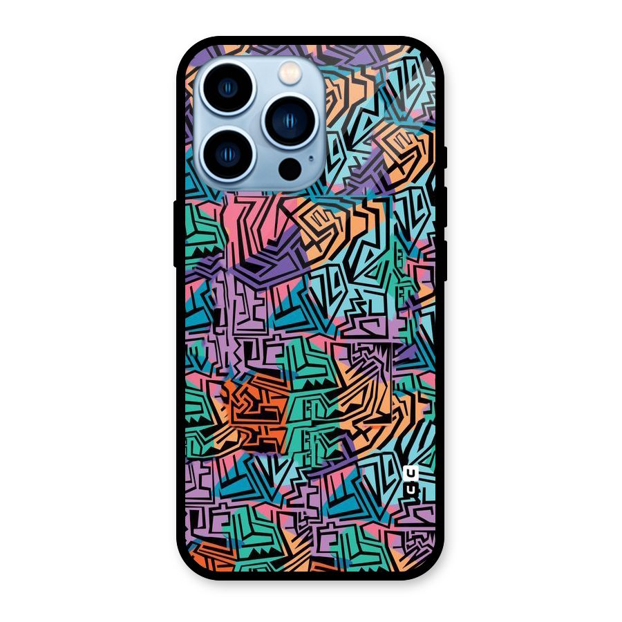 Abstract Lining Colors Glass Back Case for iPhone 13 Pro