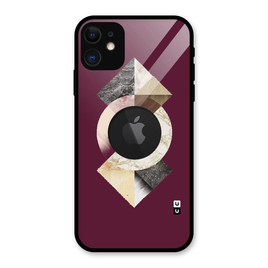 Abstract Marble Pattern Glass Back Case for iPhone 11 Logo Cut