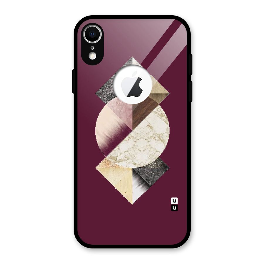 Abstract Marble Pattern Glass Back Case for iPhone XR Logo Cut