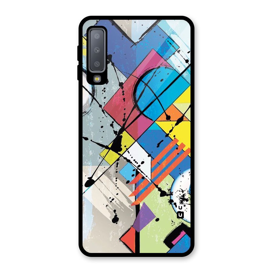 Abstract Paint Shape Glass Back Case for Galaxy A7 (2018)