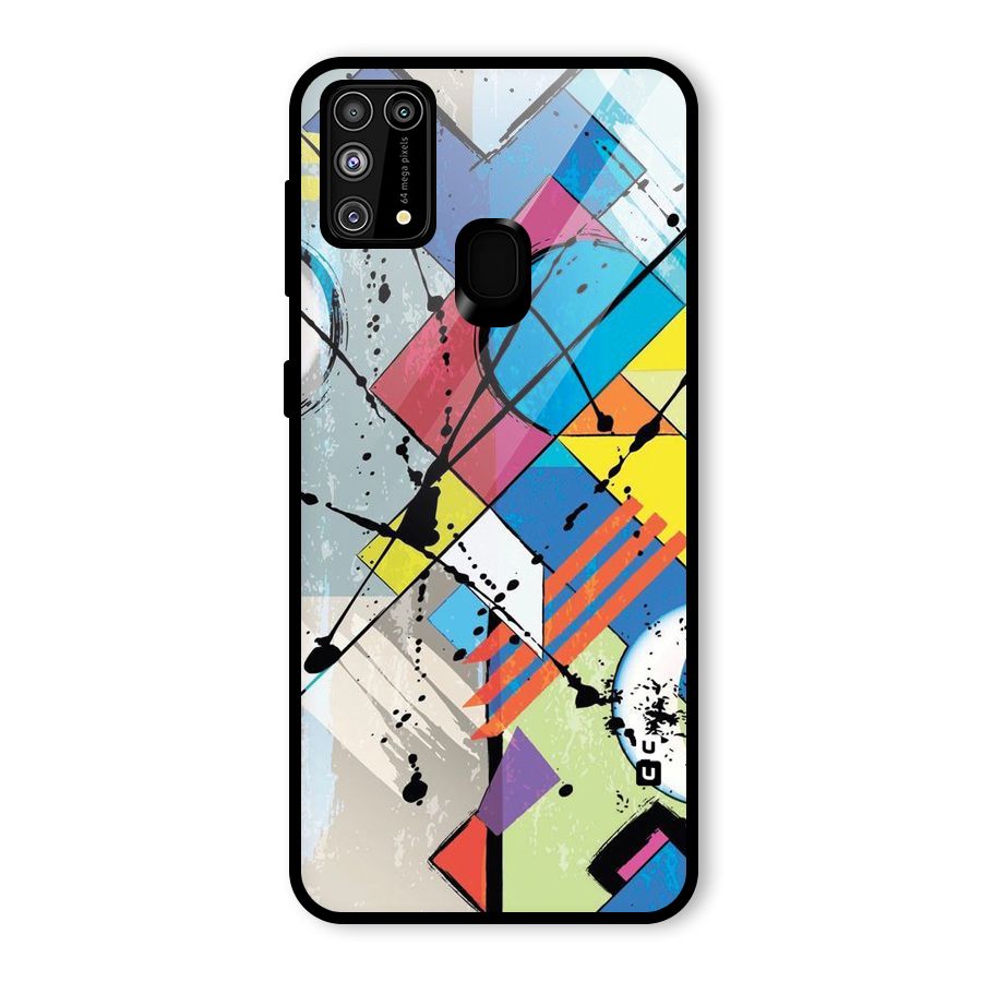 Abstract Paint Shape Glass Back Case for Galaxy F41