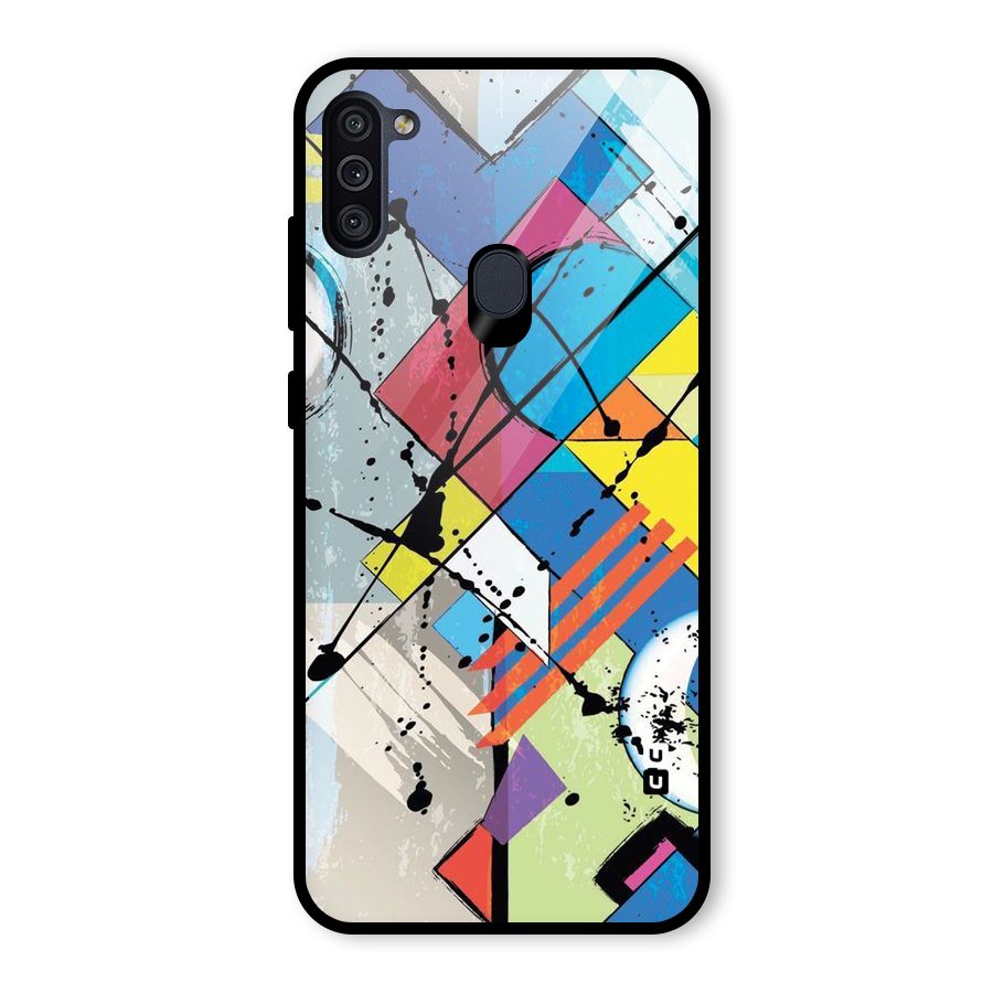 Abstract Paint Shape Glass Back Case for Galaxy M11