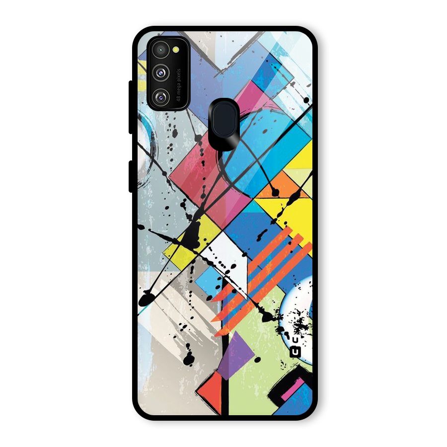 Abstract Paint Shape Glass Back Case for Galaxy M30s