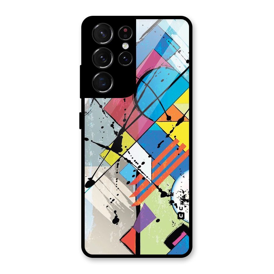 Abstract Paint Shape Glass Back Case for Galaxy S21 Ultra 5G