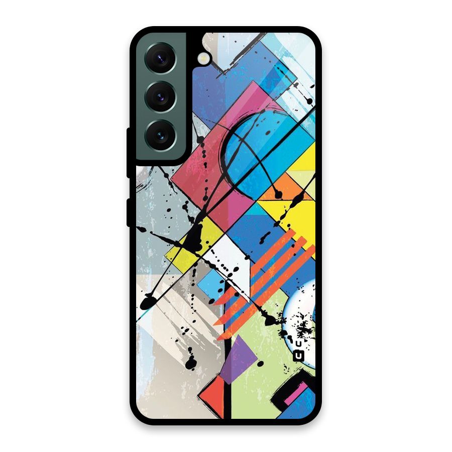 Abstract Paint Shape Glass Back Case for Galaxy S22 5G