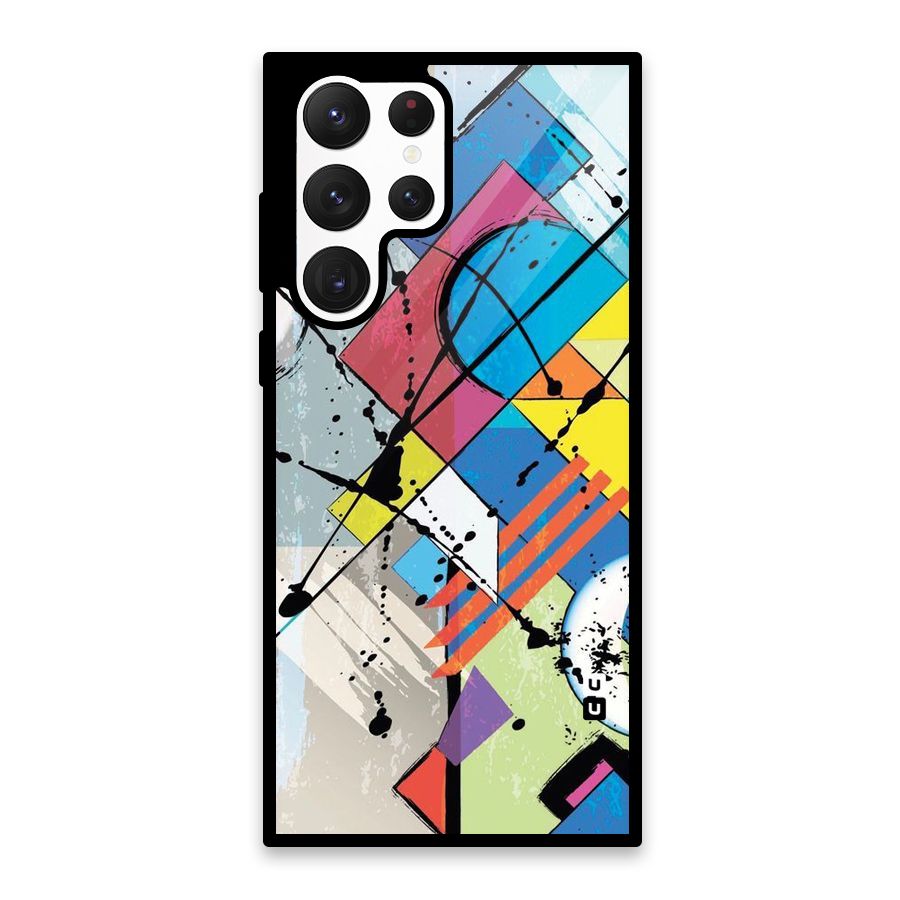 Abstract Paint Shape Glass Back Case for Galaxy S22 Ultra 5G