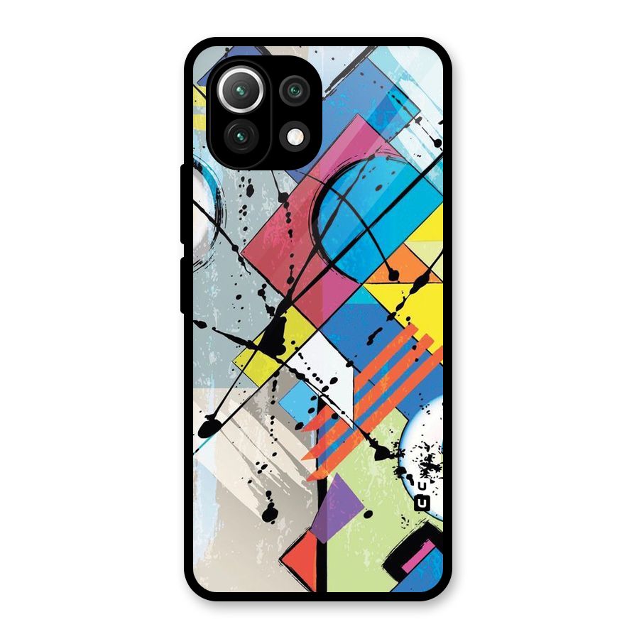 Abstract Paint Shape Glass Back Case for Mi 11 Lite