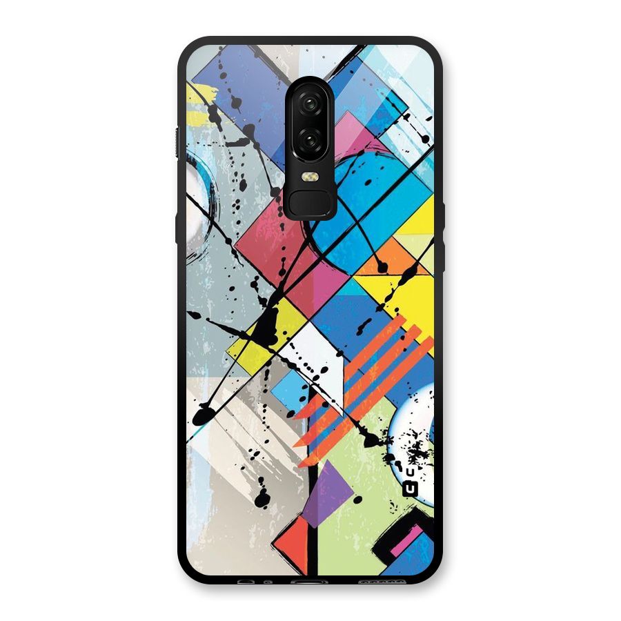 Abstract Paint Shape Glass Back Case for OnePlus 6