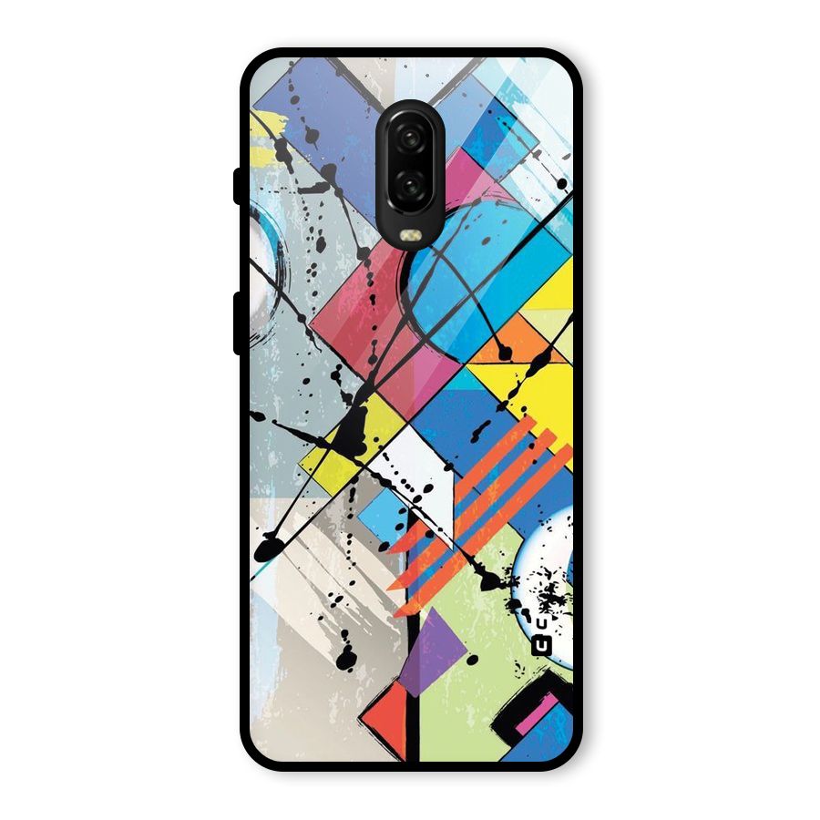 Abstract Paint Shape Glass Back Case for OnePlus 6T